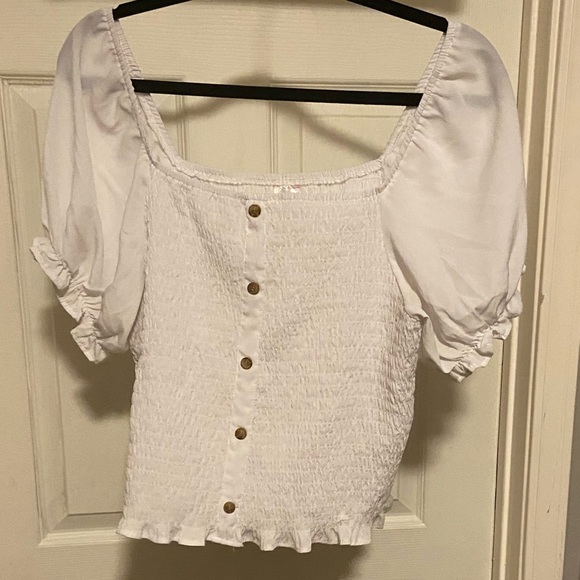 White Cropped Blouse by: No Boundaries - Picture 5 of 6